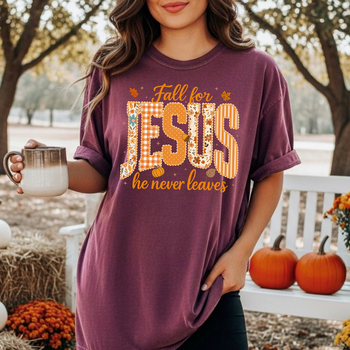 Fall for Jesus (Orange font) collage Sunday Special DTF transfer