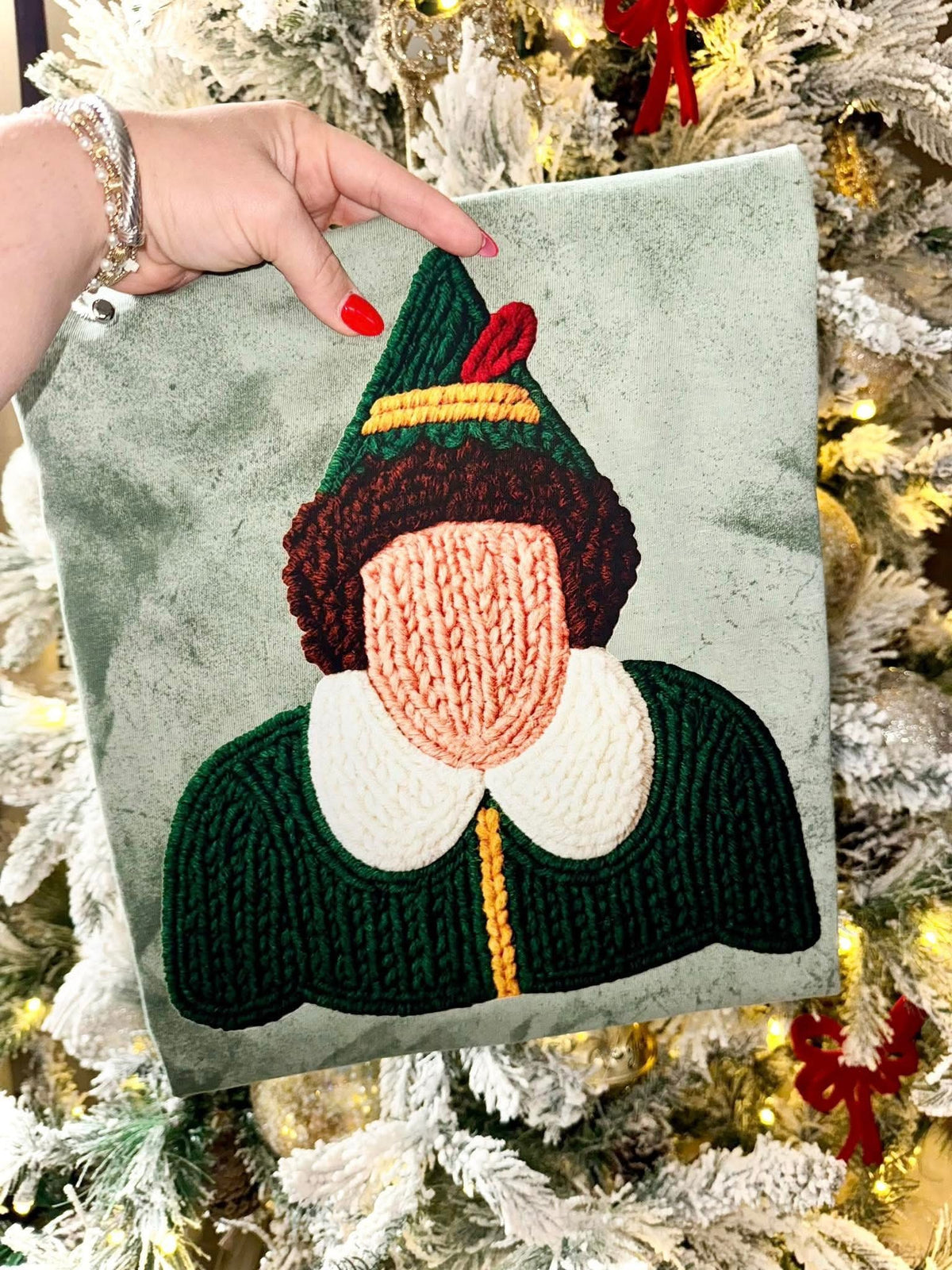 Faceless elf faux yarn DTF transfer
