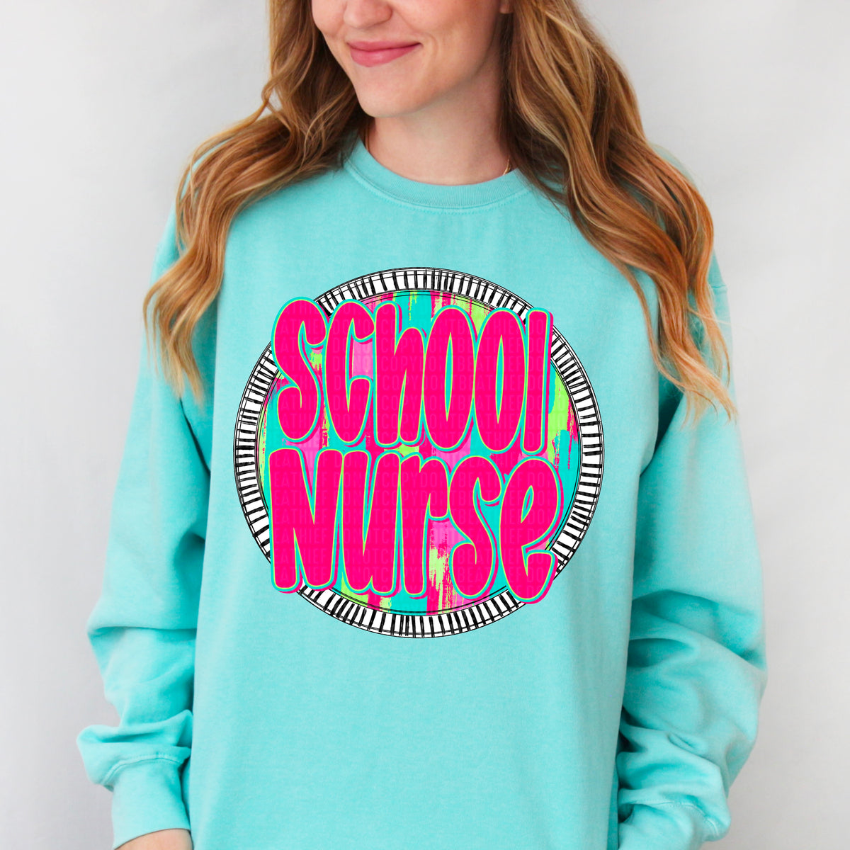 School nurse pink font circle 106199 DTF transfer