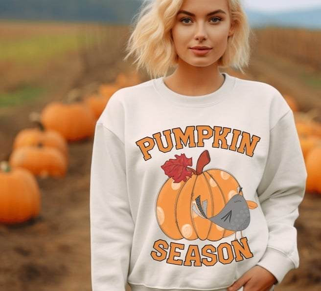 Pumpkin season grey bird 64286 DTF transfer
