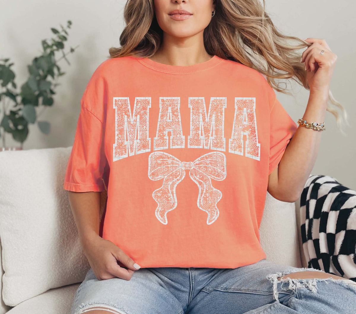 Lace Mama and Bow WHITE (Linda) DTF Transfer
