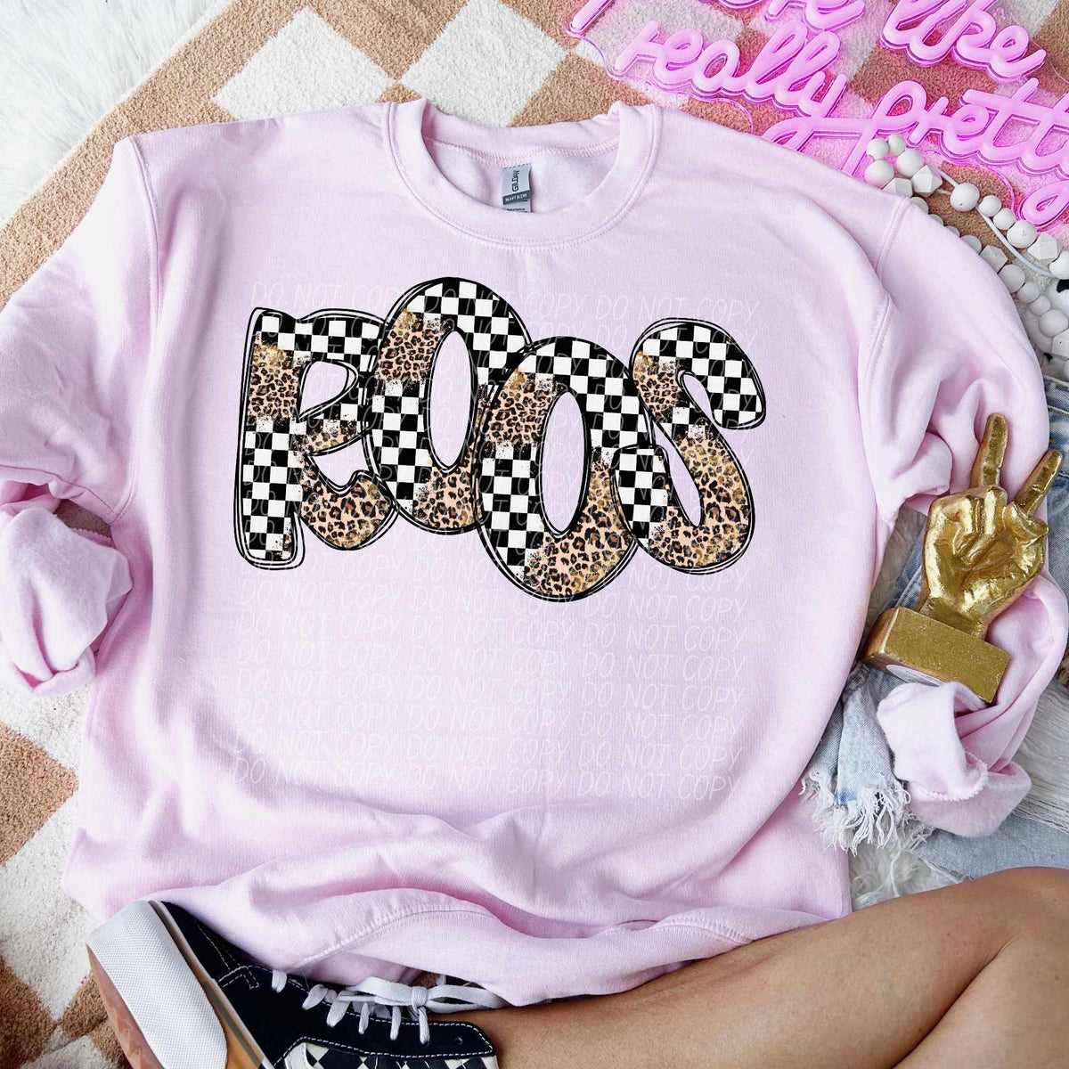 Roos checkered leopard filled (CITY) 53229 DTF transfer