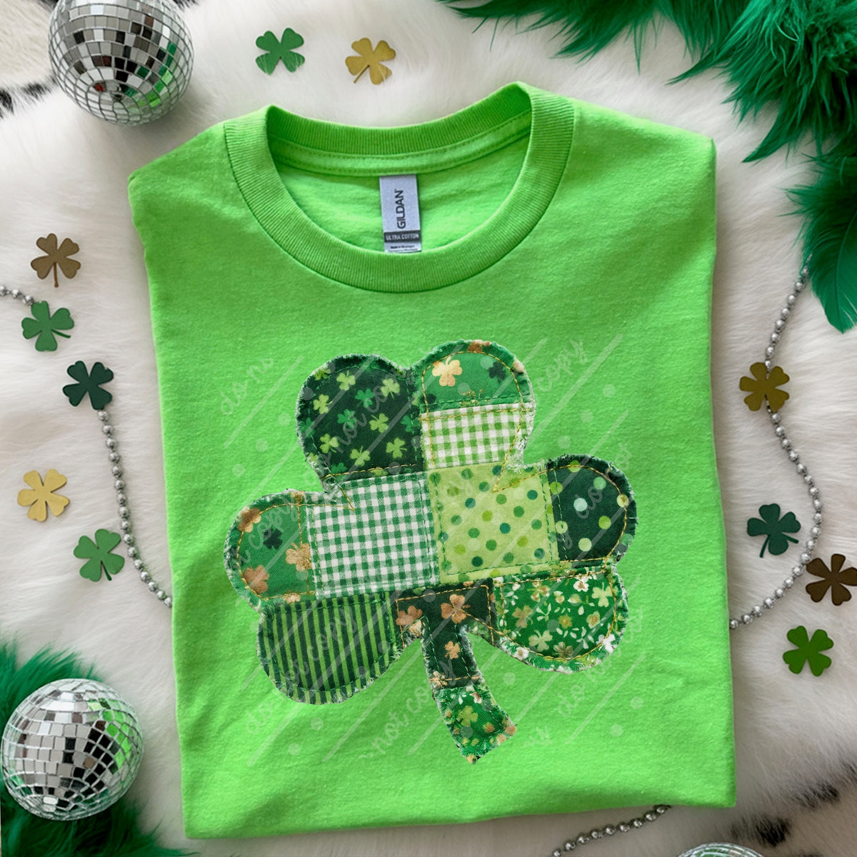 Faux Patchwork Three leaf clover DTF Transfer