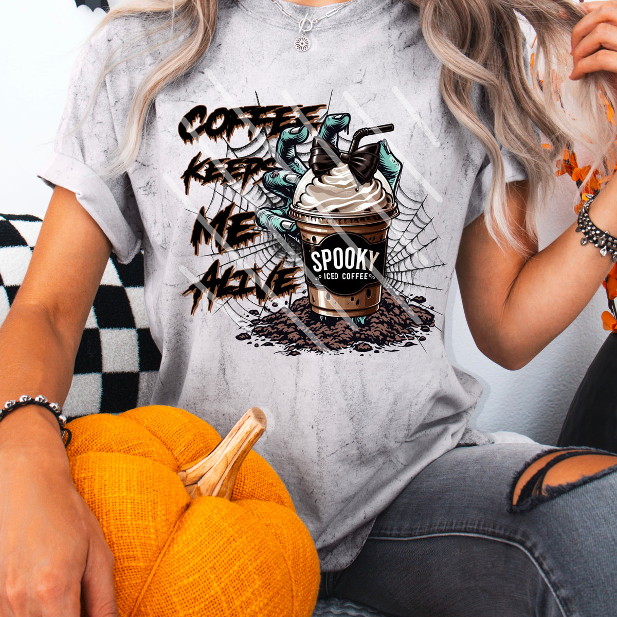 Coffee Keeps Me Alive zombie hand 110976 DTF transfer