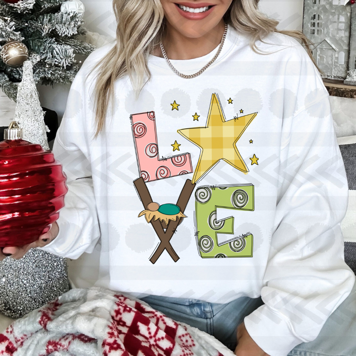 LOVE (manger pink L and star) DTF TRANSFER