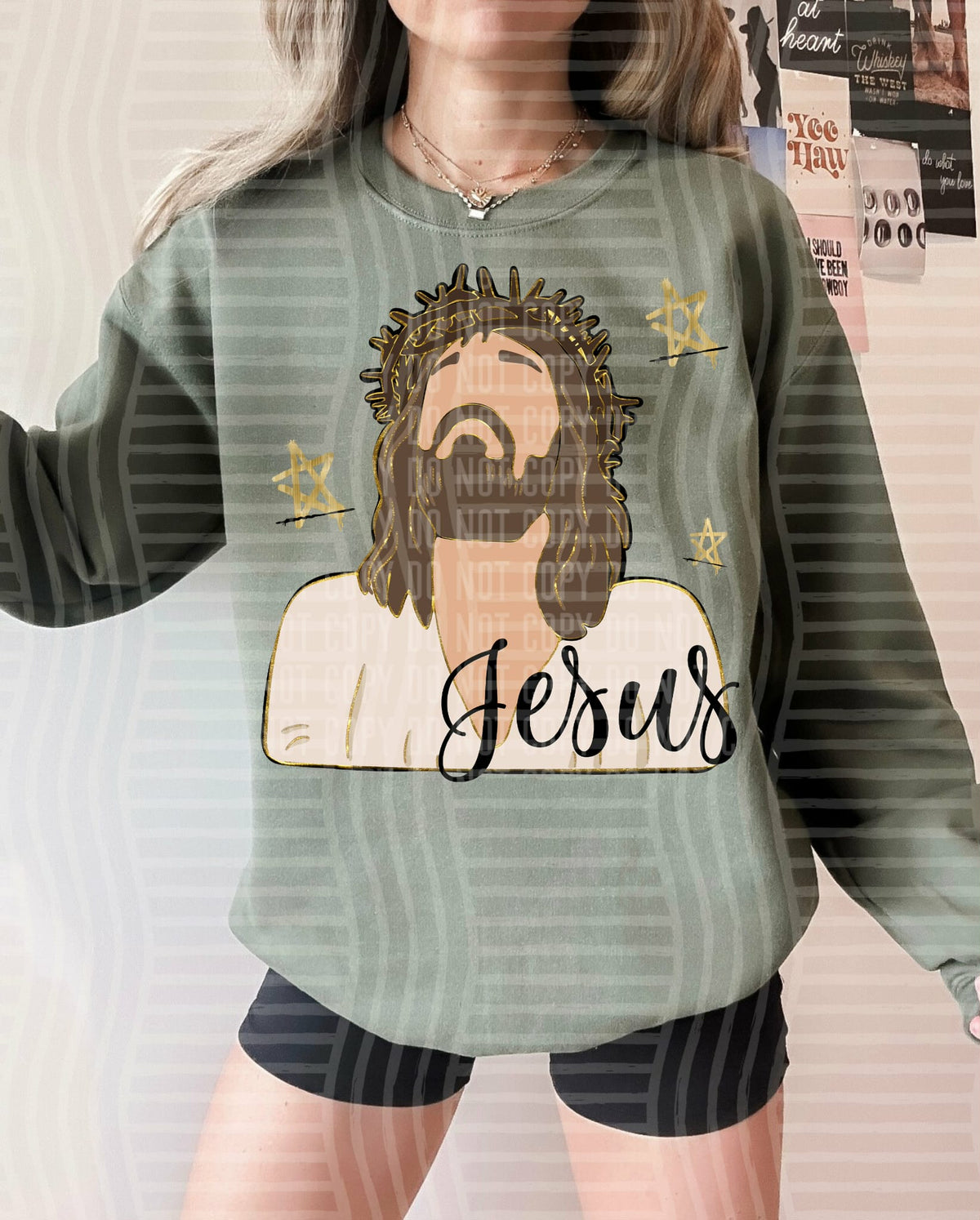 Jesus with gold stars (SSD) DTF TRANSFER