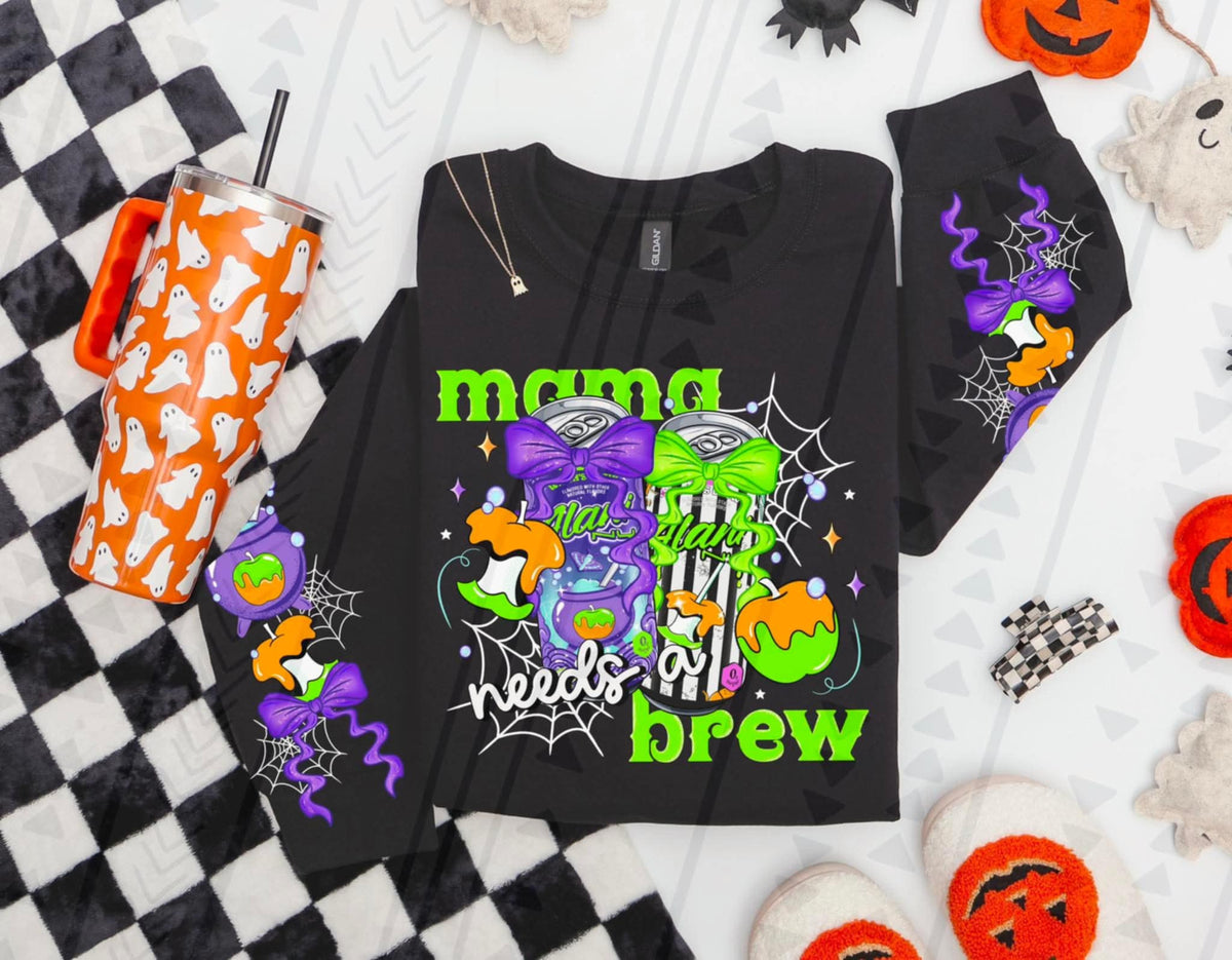 Mama Needs a Brew Energy Drink (front only) TGG DTF transfer