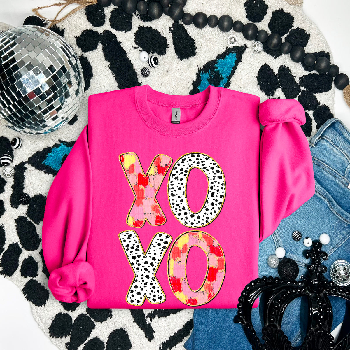 Xoxo dots and brushstroke 93750 DTF transfer