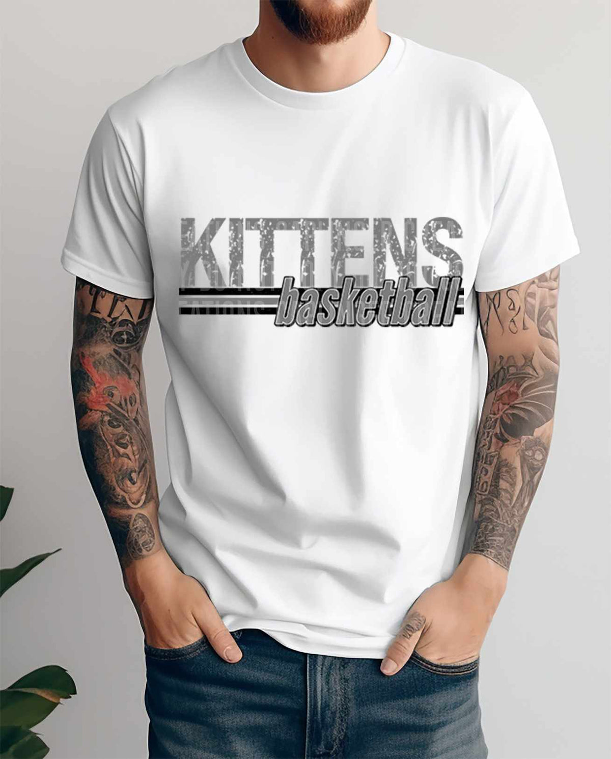 Kittens basketball grey vintage (caplinger) 82130 DTF transfer