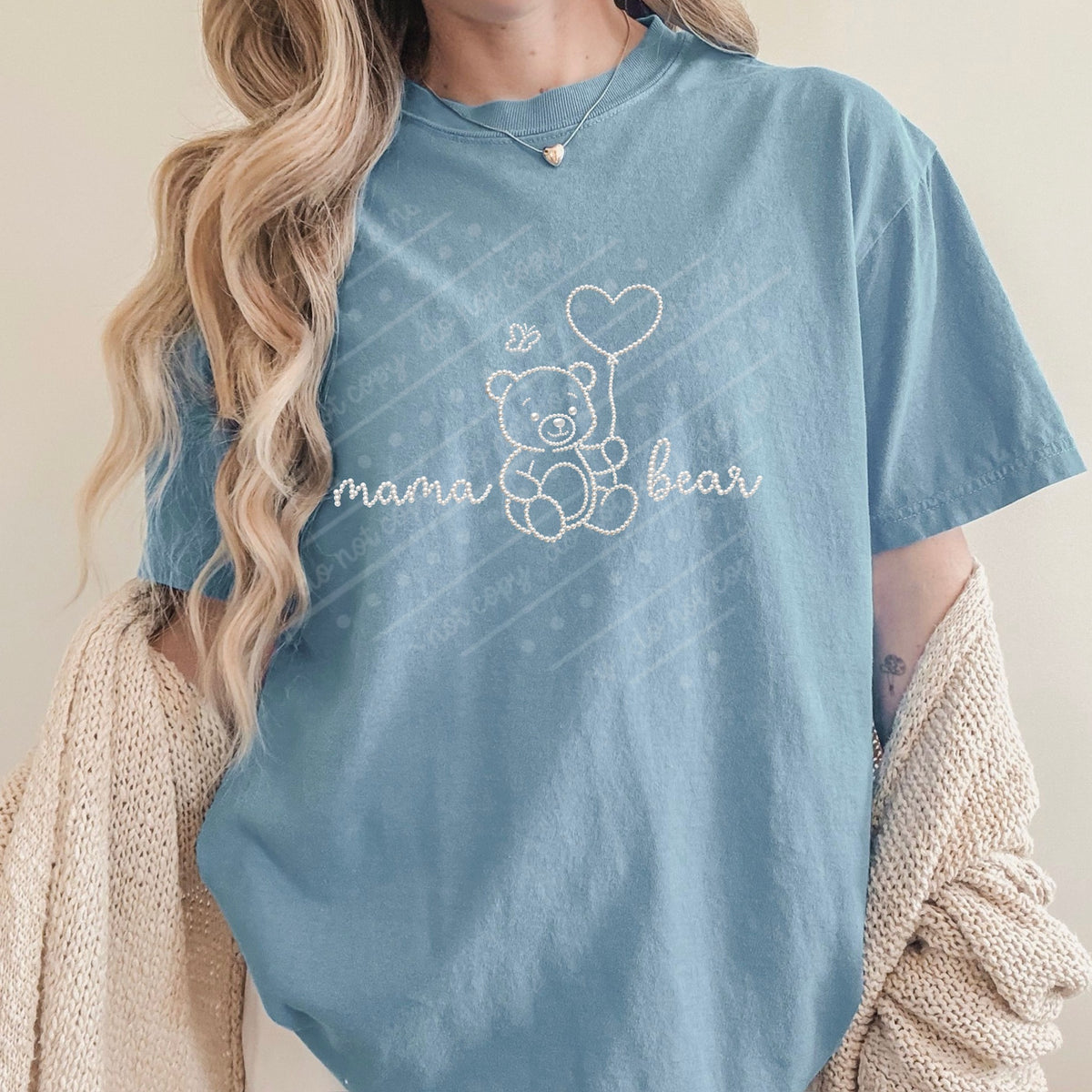 Mama bear faux pearls DTF Transfer
