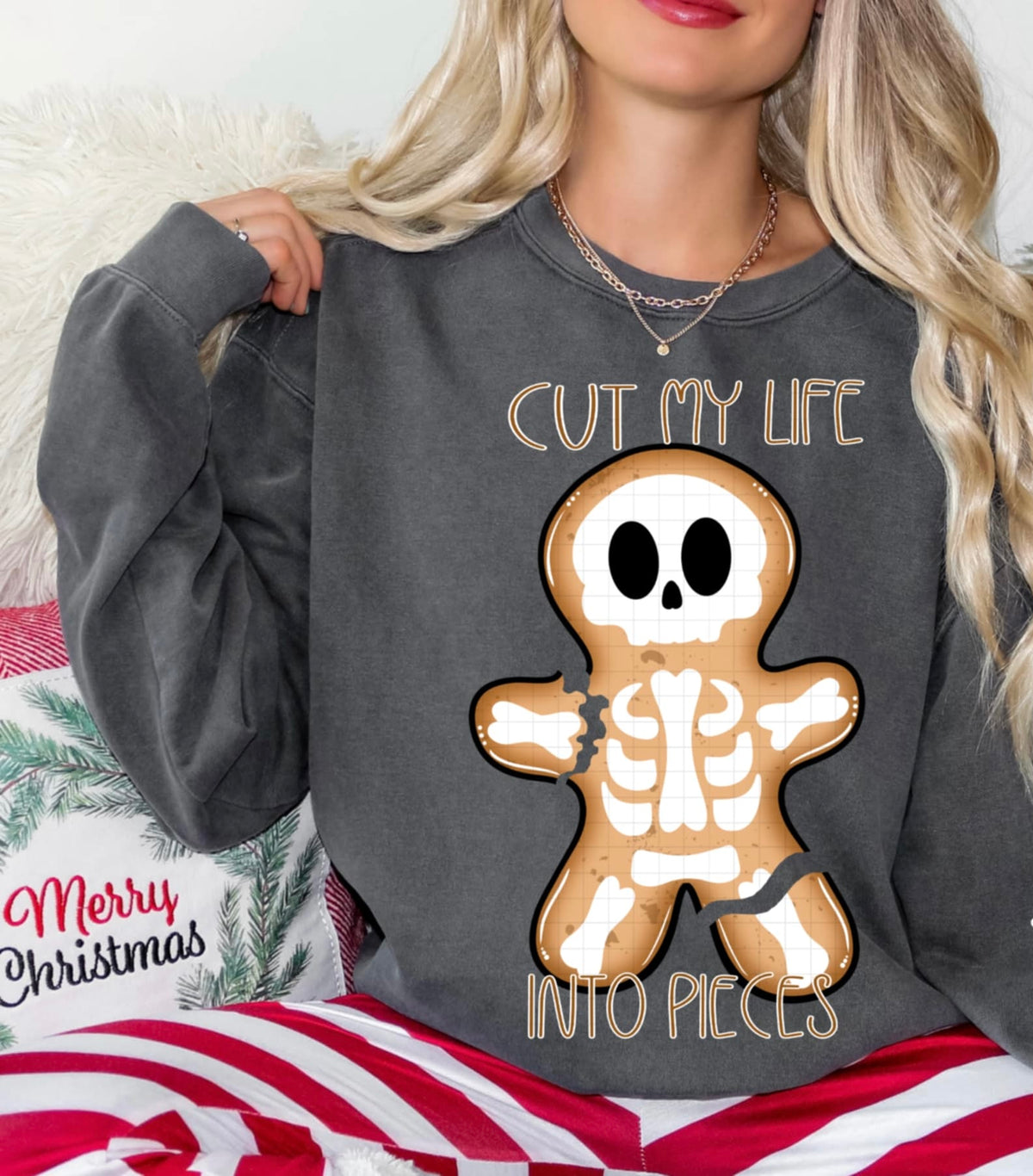 Cut my life into pieces skeleton gingerbread (Linda) DTF transfer
