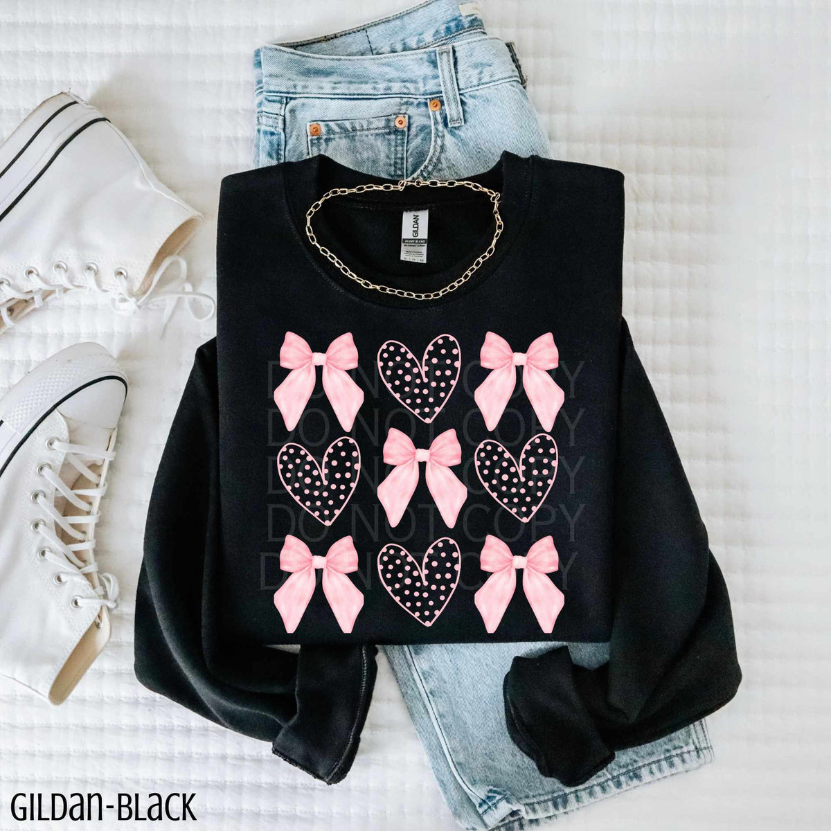 Pink bow and heart collage (CSG) 80143 DTF transfer