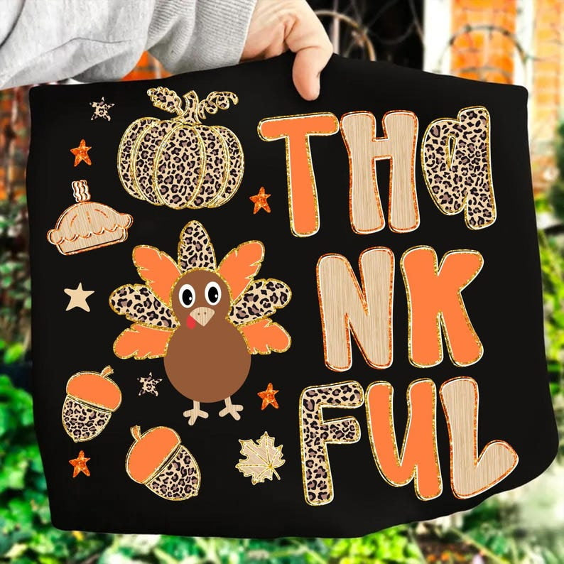 Thankful Cheetah and orange DTF transfer