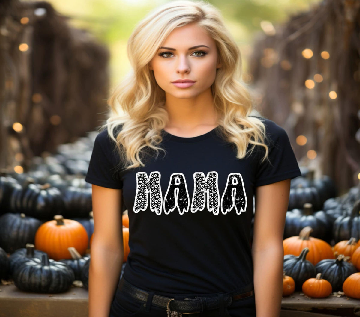 Mama black and white leopard print linda DTF transfer