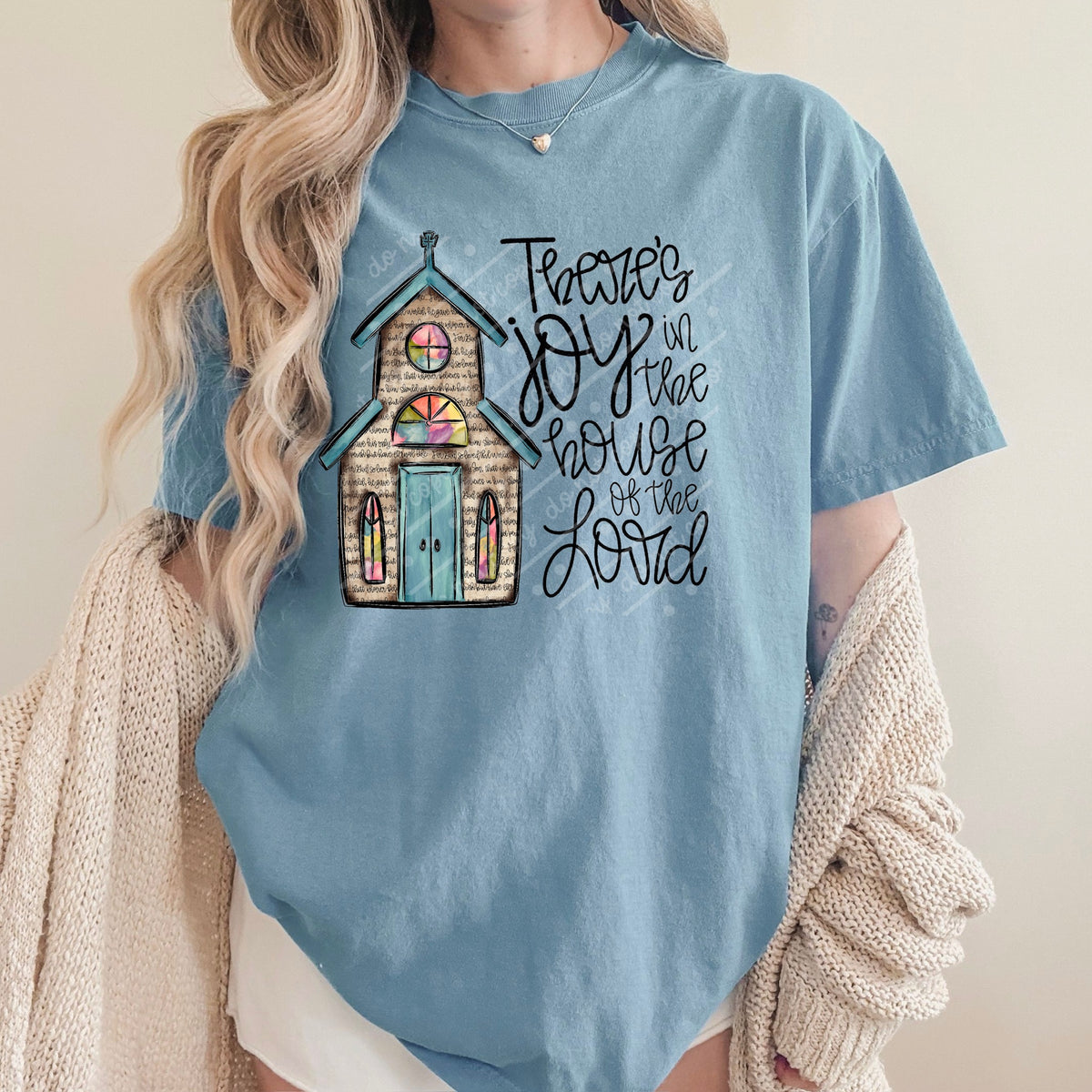 Joy in the house of the lord blue church (OHDD) DTF transfer