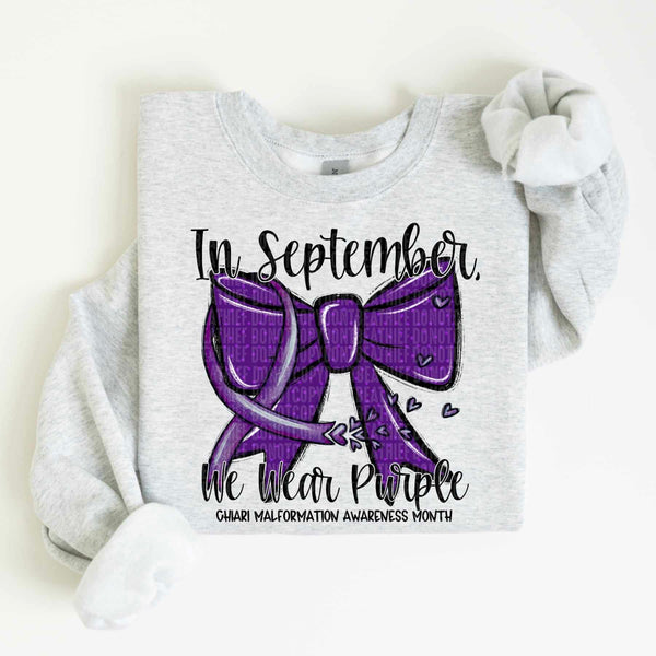 In September we wear purple bow 53510 DTF transfer