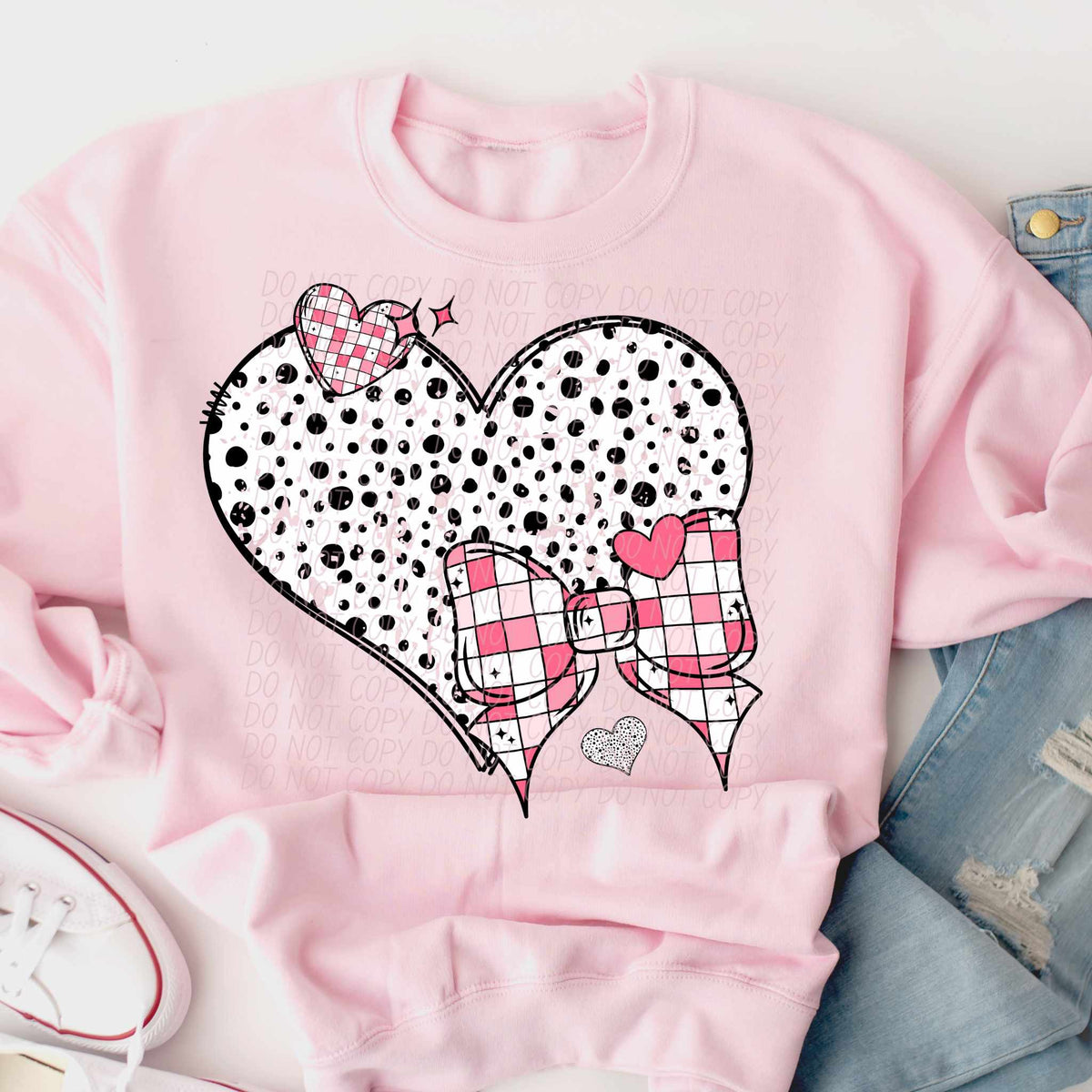Heart and Checkered bow (CITY) 75761 DTF transfer
