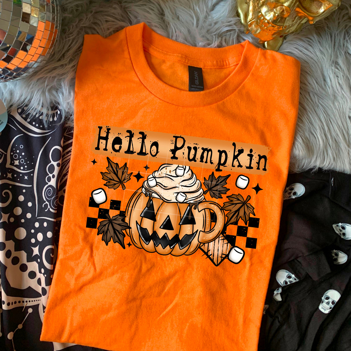 Hello Pumpkin with pumpkin mug CSC DTF transfer