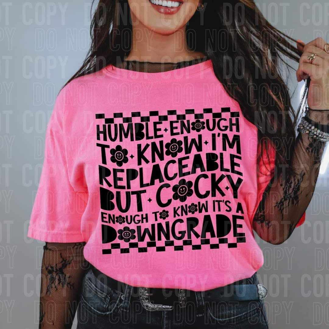 Humble enough to know I’m replaceable BLACK (SBB) 64685 DTF transfer
