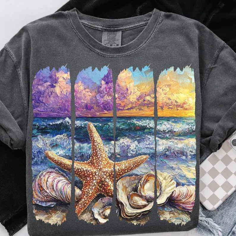 Beach scenery brushstrokes 96670 DTF transfer