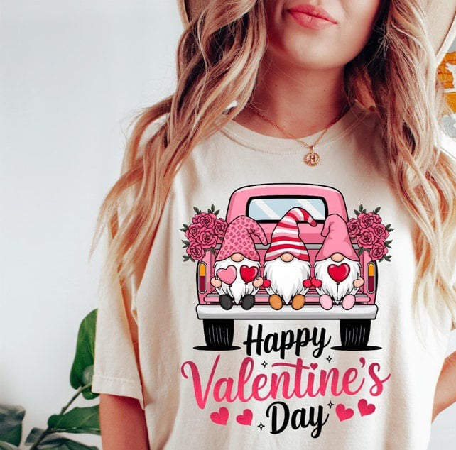 Happy Valentine’s Day gnomes and truck 75913 DTF transfer