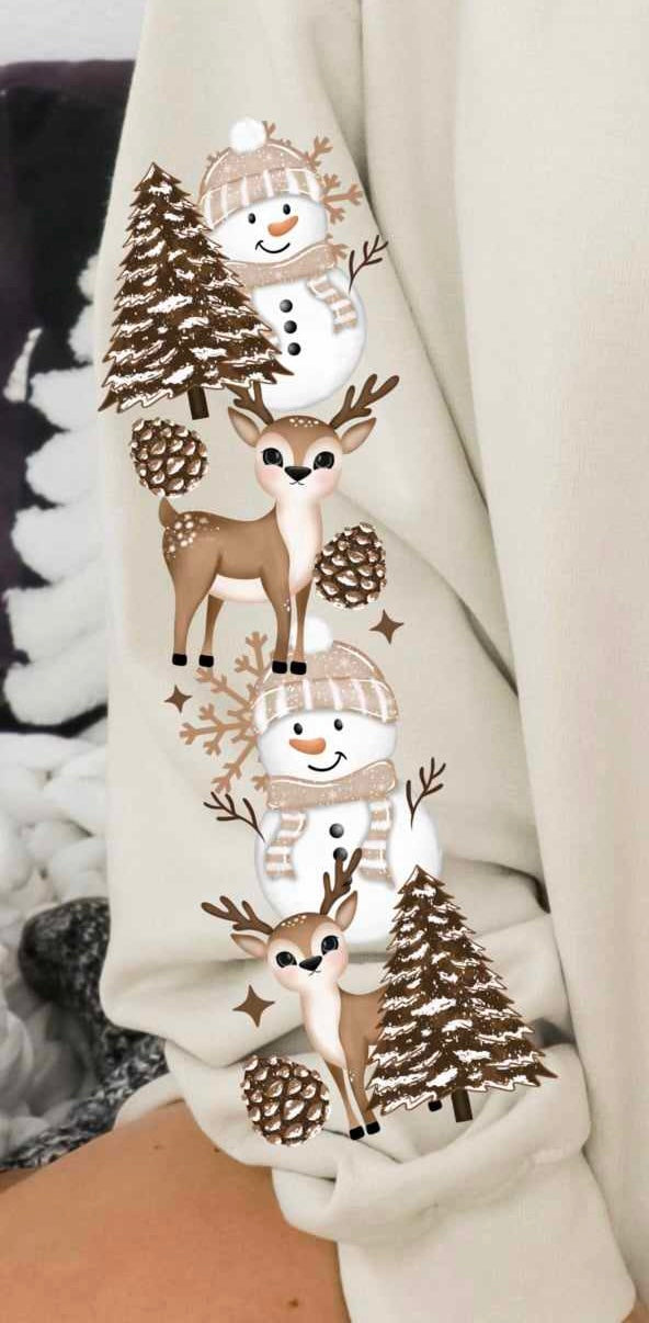 Snowman and reindeer sleeve (CSC) 65680 DTF transfer