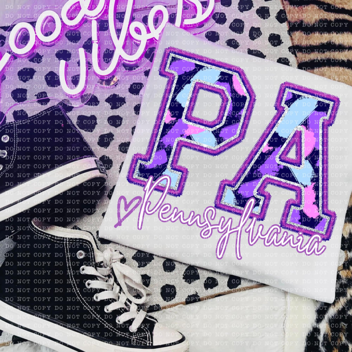 PA Pennsylvania purple brushstrokes (ECHT) 94058 DTF transfer