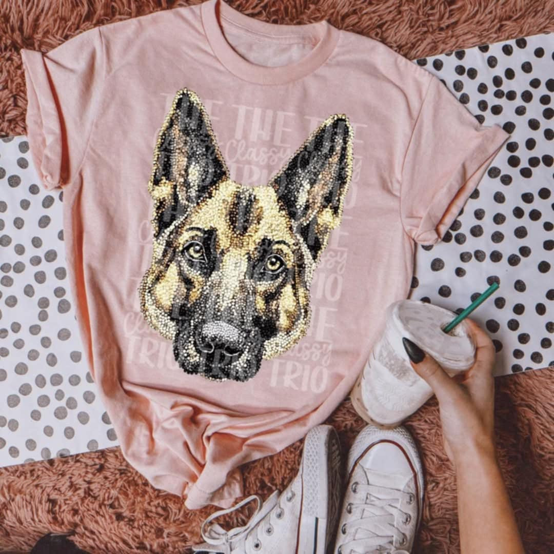 Rhinestone German shepherd (Classy) 95289 DTF transfer