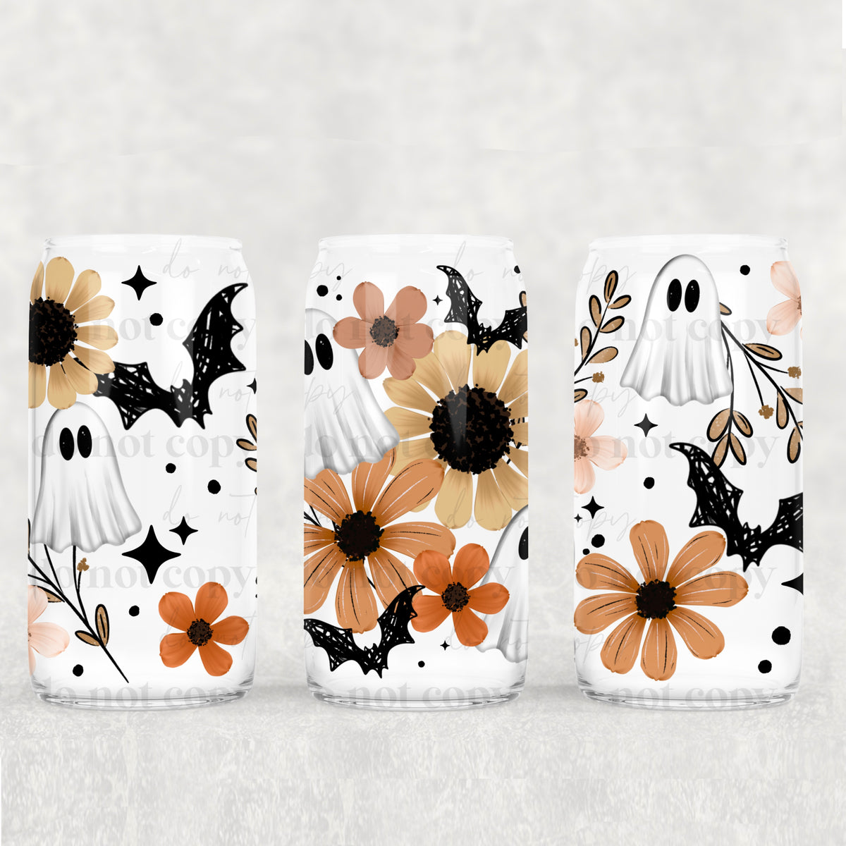 Ghost florals clusters (CSC) UV DTF WRAP