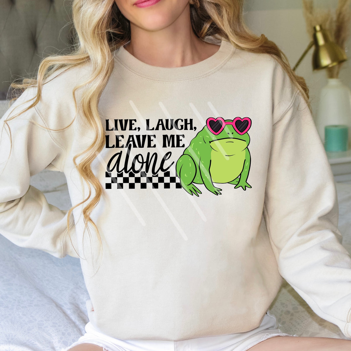 Live Laugh Leave me Alone Frog scarlow 110302 DTF transfer