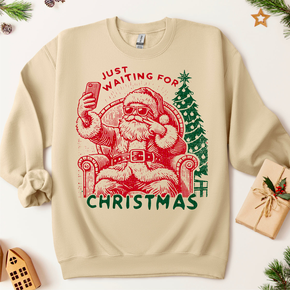 Just waiting for Santa RED AND GREEN 113372 DTF transfer