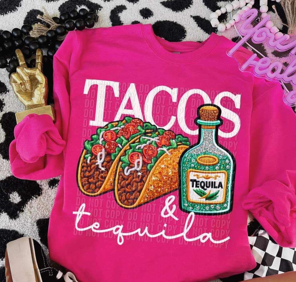 Tacos & tequila white font (crafti) 62145 DTF transfer