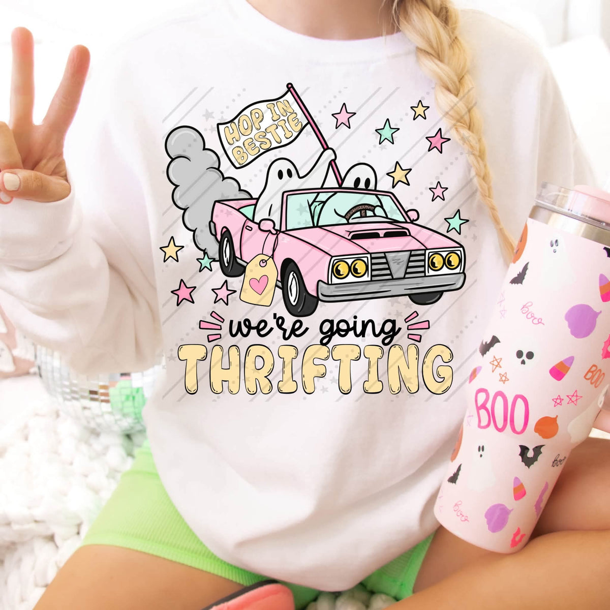 We’re going thrifting pink car (Carter) DTF Transfer
