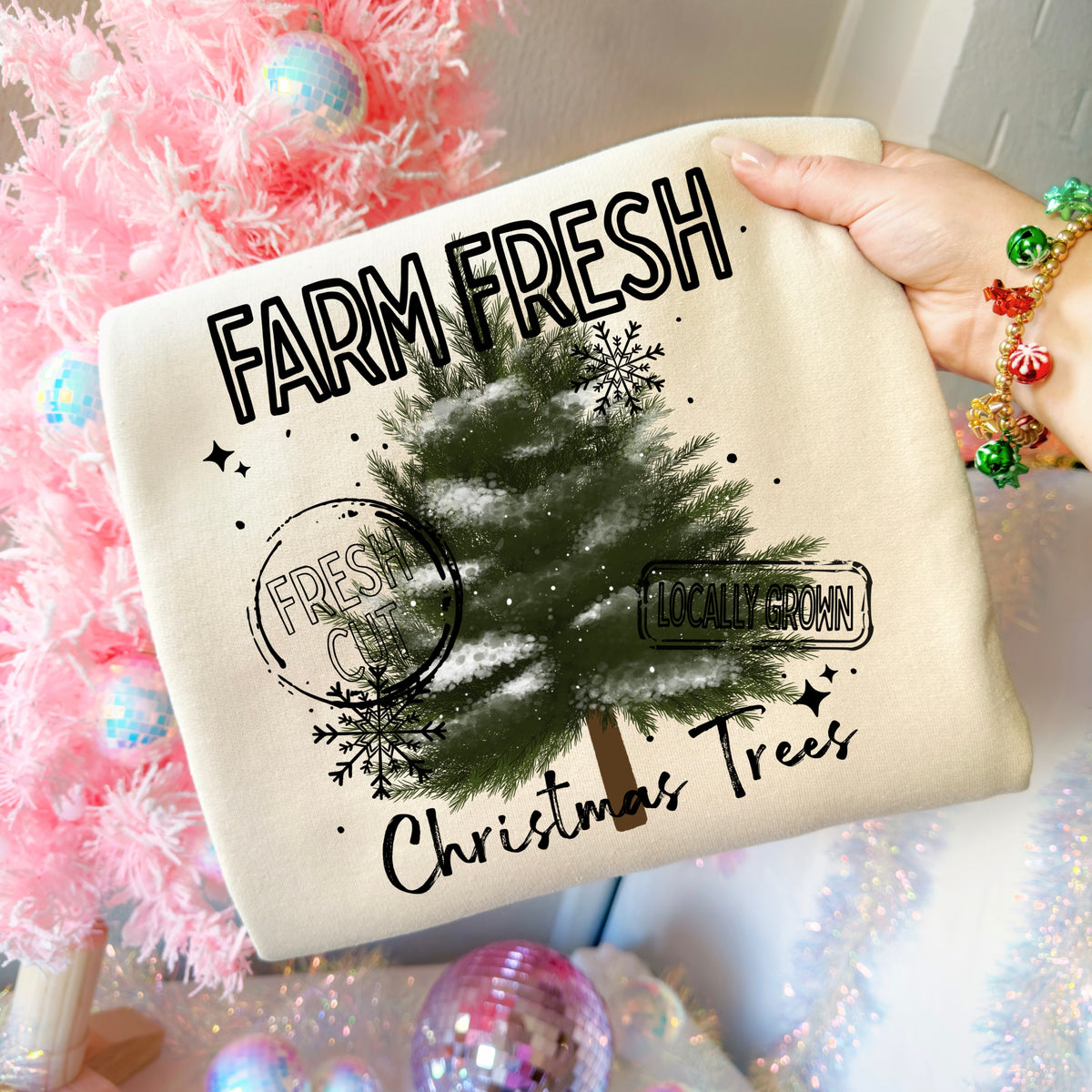 Farm Fresh Trees black (csc) DTF Transfer