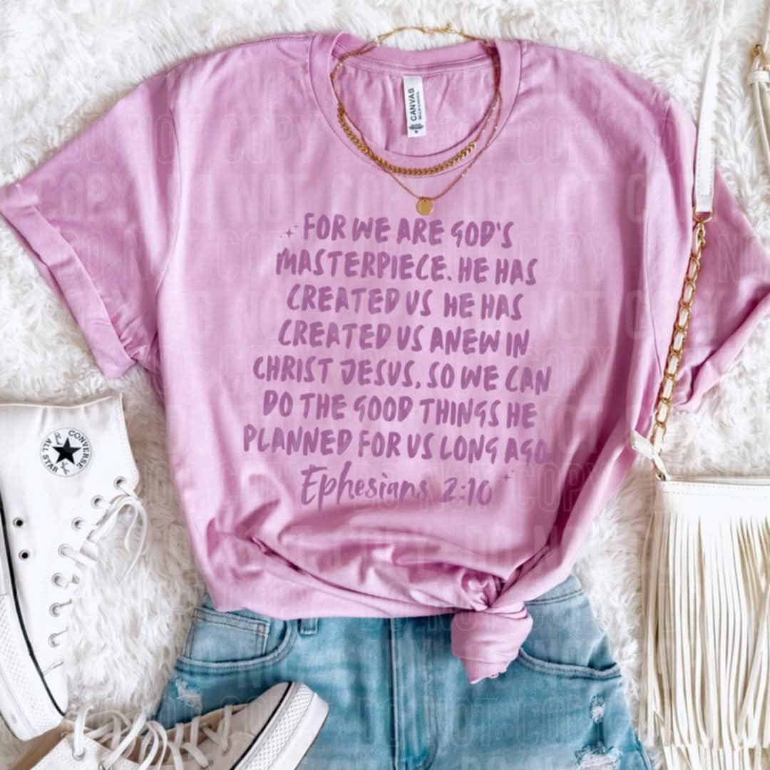 For we are god’s masterpiece quote PURPLE 96443 DTF transfer
