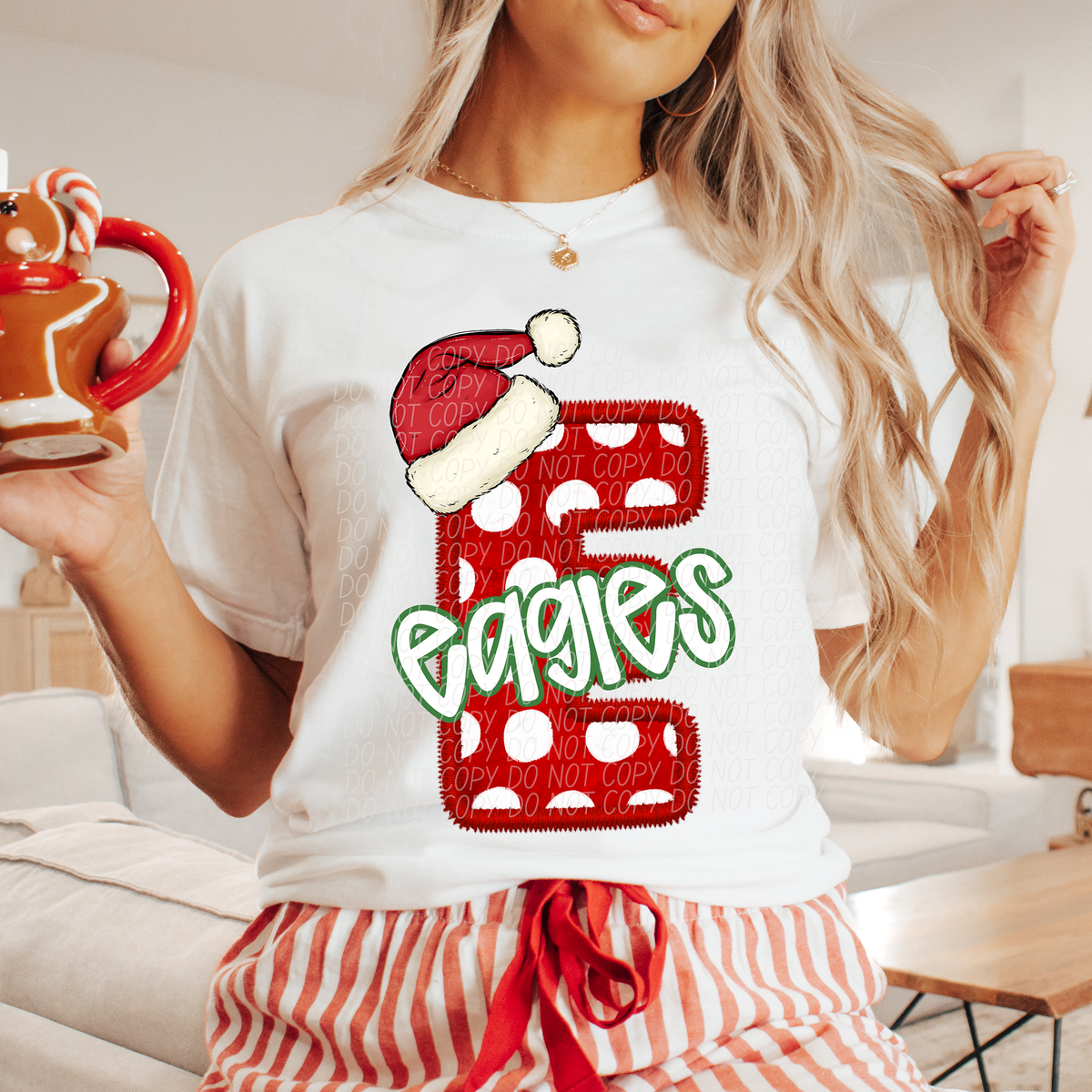 E Eagles Christmas Faux Embroidery (CITY) 66297 DTF transfer