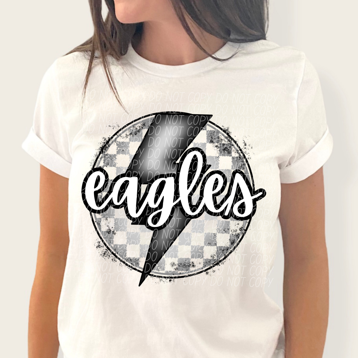 Eagles grey/silver lightning bolt circle CITY DTF transfer