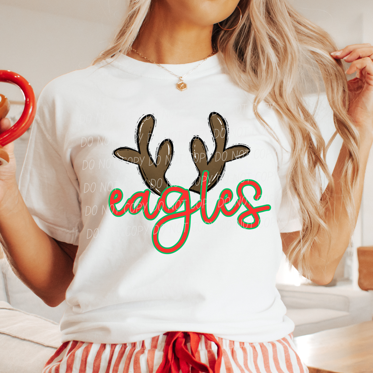 Eagles with reindeer antler (city) DTF Transfer