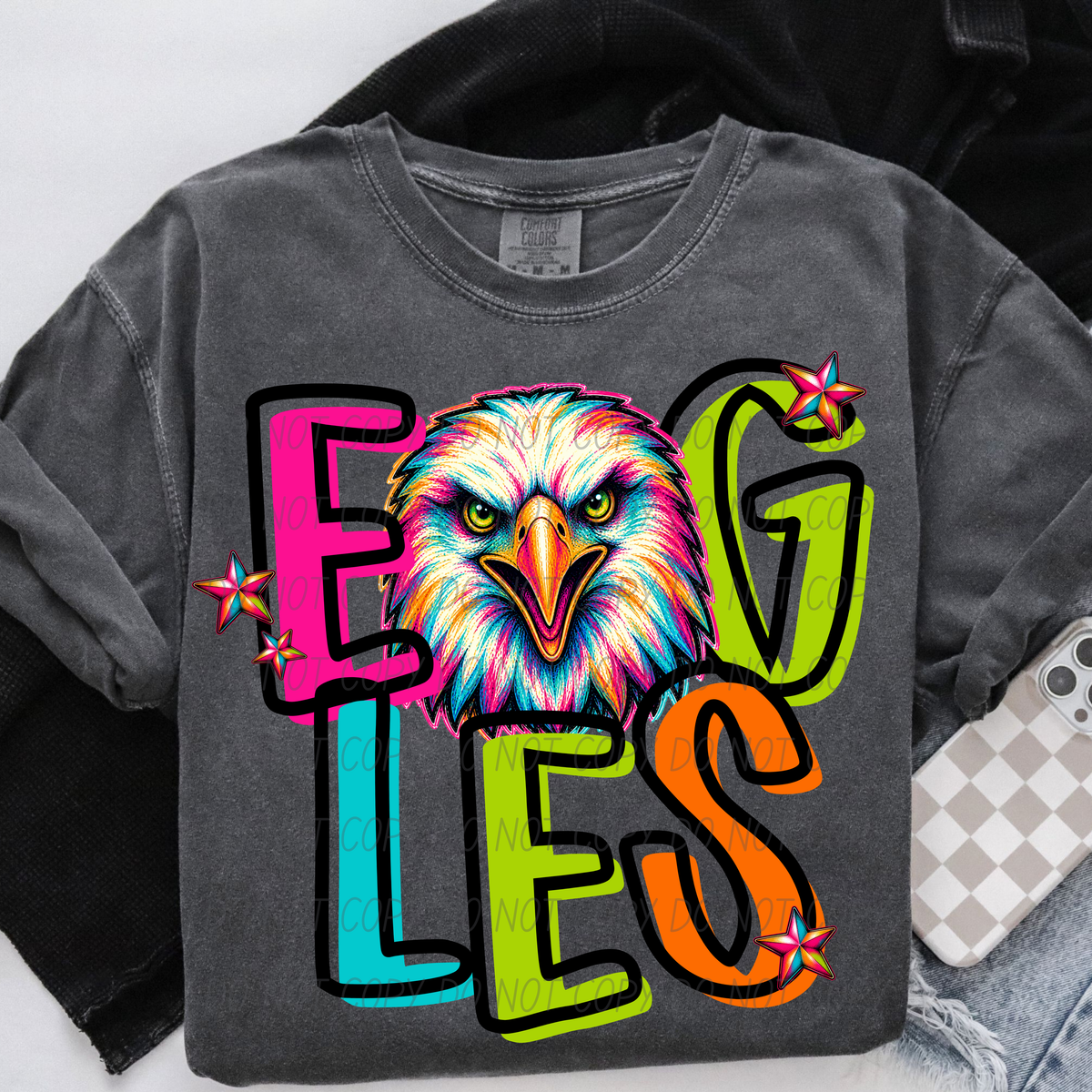 eagles rainbow stacked with head (city) DTF Transfer