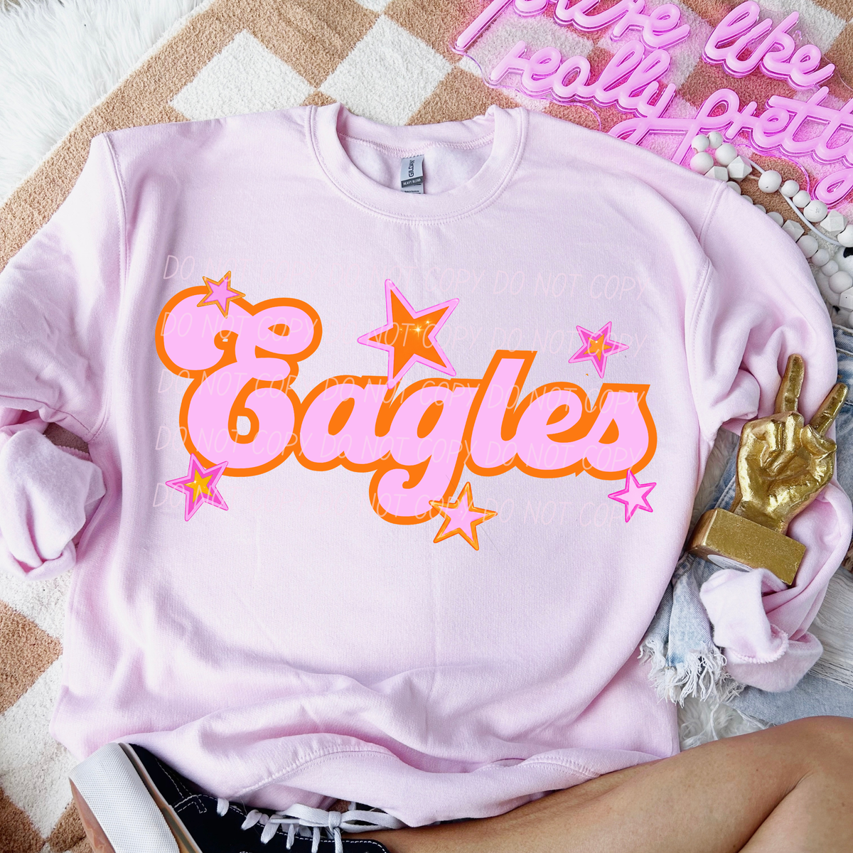 eagles pink orange stars (city) DTF transfer