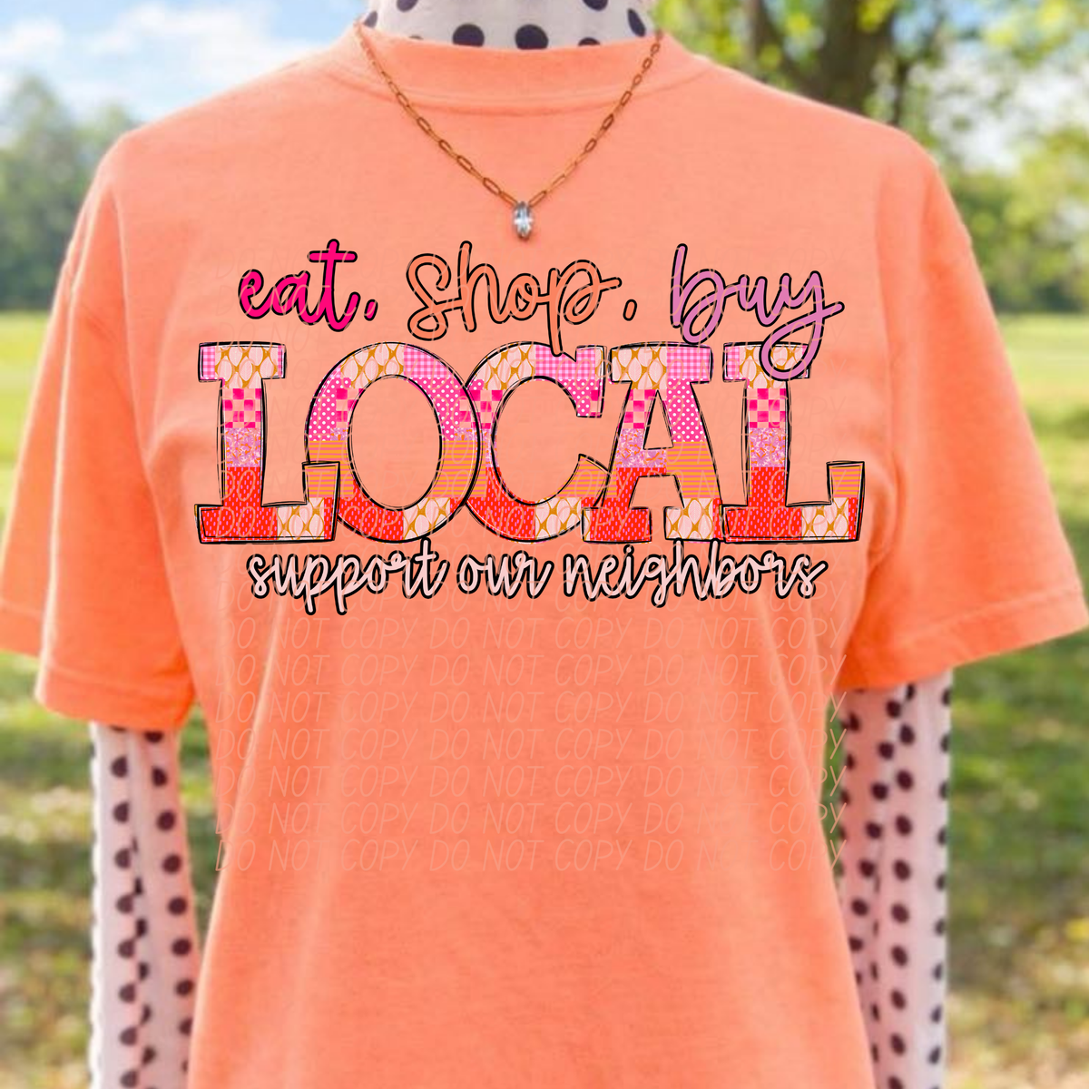 Eat shop buy local PINK (City) DTF Transfer