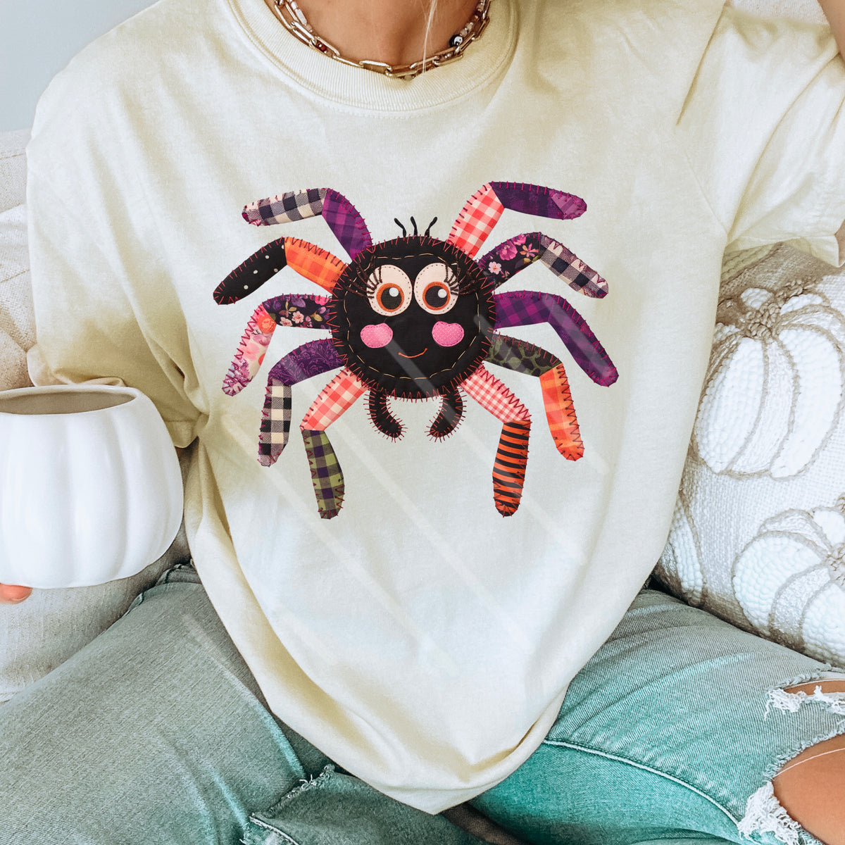 Faux Fabric Patchwork Spider 110908 DTF transfer