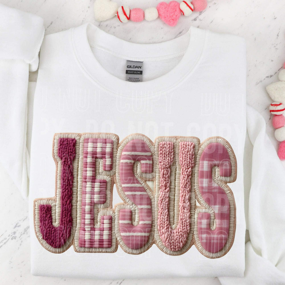 Jesus Faux embroidery pink (SBB) DTF transfer