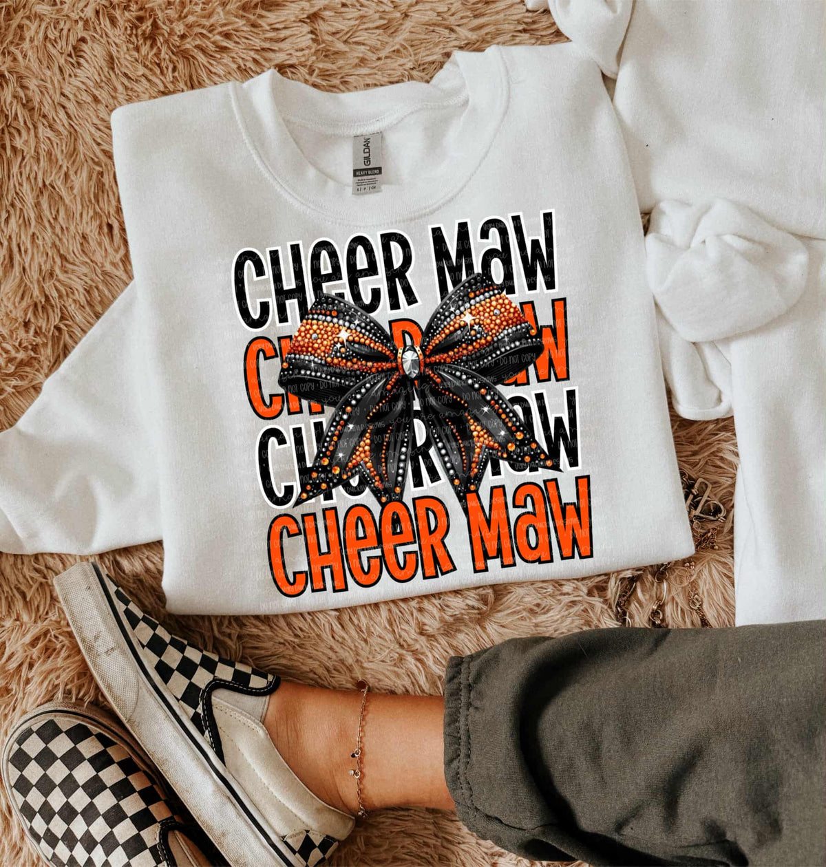 Cheer Maw Bow (orange and black) DTF transfer
