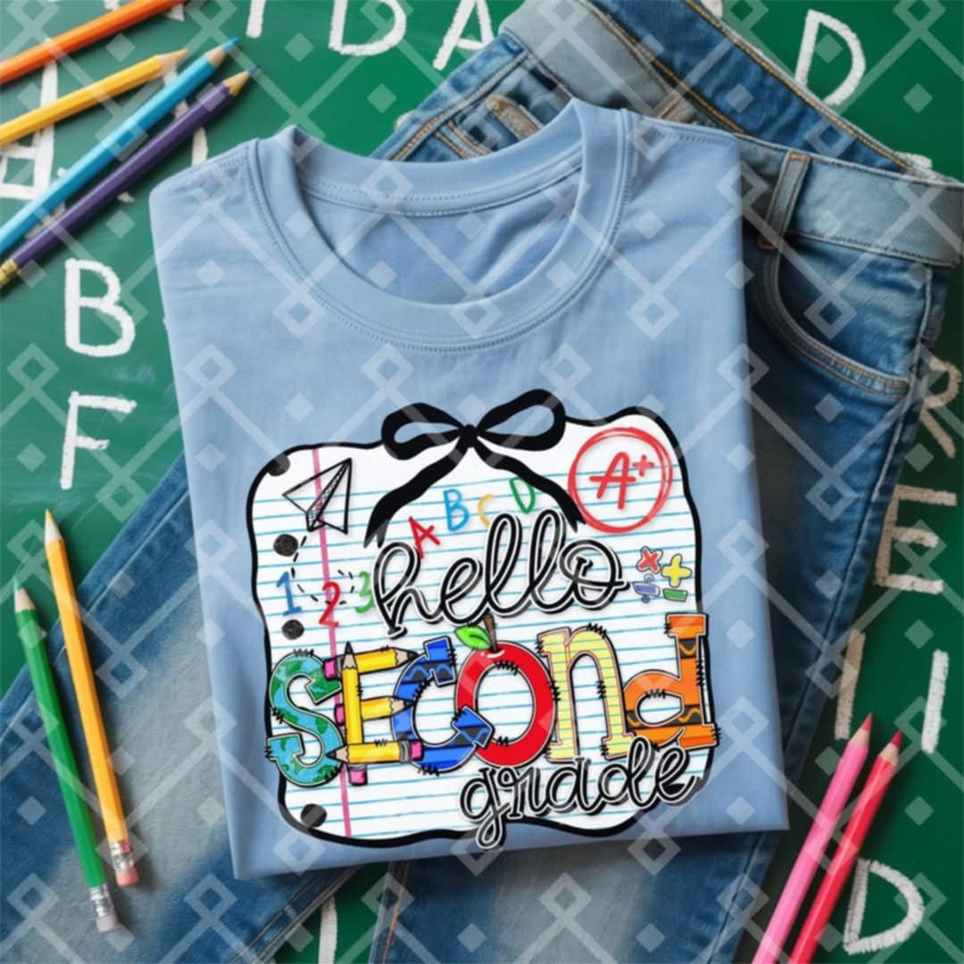 Hello second grade paper background (Crafti) 103204 DTF transfer