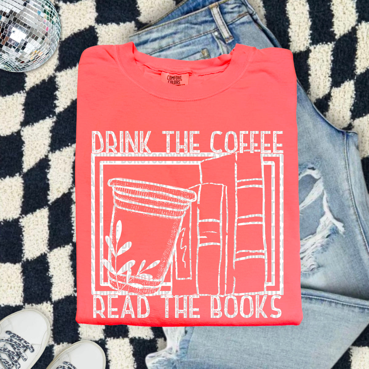 Drink the coffee read the book WHITE 103693 DTF transfer