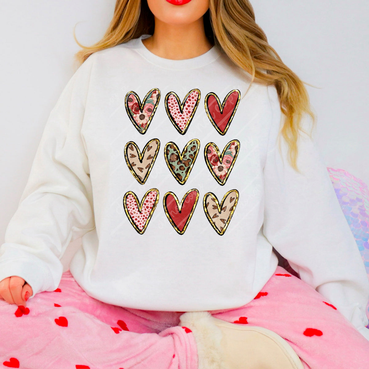 Hearts Grid DTF Transfer