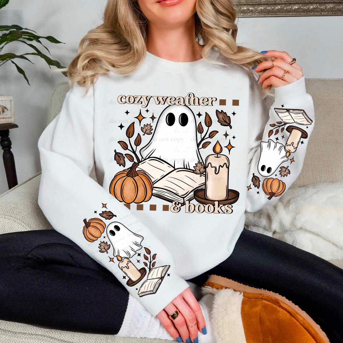 Cozy weather & books FRONT (CSC) 58550 DTF transfer