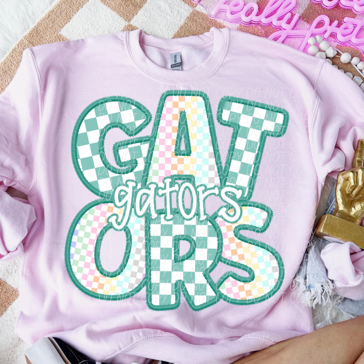 Gators blue and colorful checkered (CITY) 85524 DTF transfer