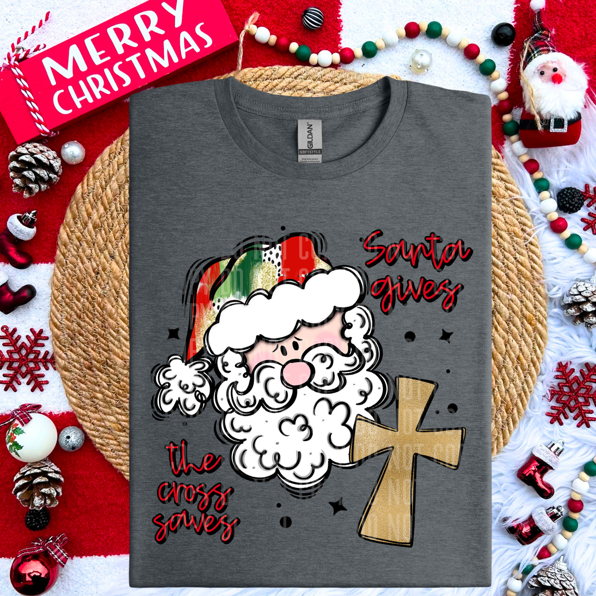 Santa gives the cross saves (caplinger) 67480 DTF transfer